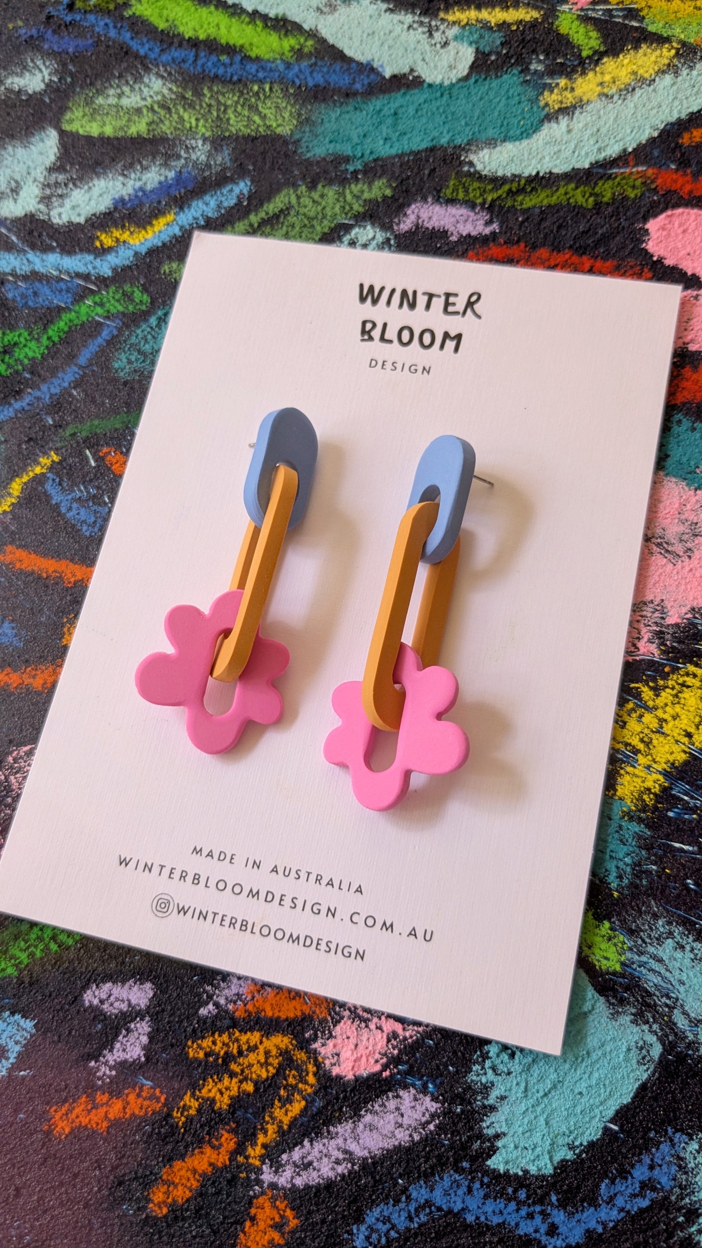 MIDI BLOOM LINKS NO.3 POWDER BLUE MUSTARD PINK